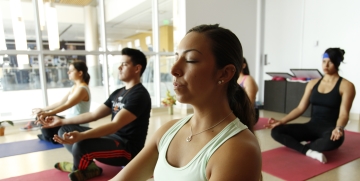 Yoga class in meditation